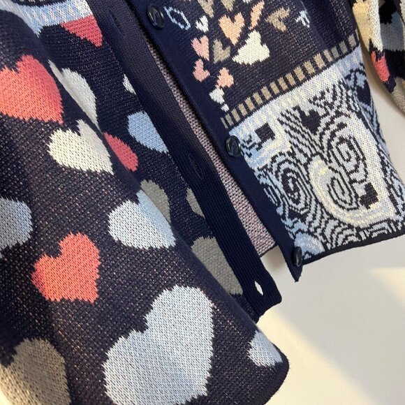 Vintage Coldwater Creek Navy Flight of Heart Cardigan Sweater XL Cottagecore - Picture 5 of 6